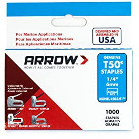 Arrow Fastener 504M1 Genuine T50 1/4-Inch Monel Rust Proof Staples, 1,000-Pack