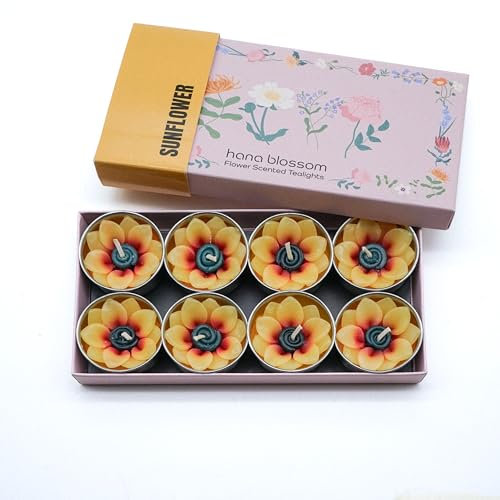 8 girasol hecho a mano conjunto de comercio justo candelita vela perfumada regalo