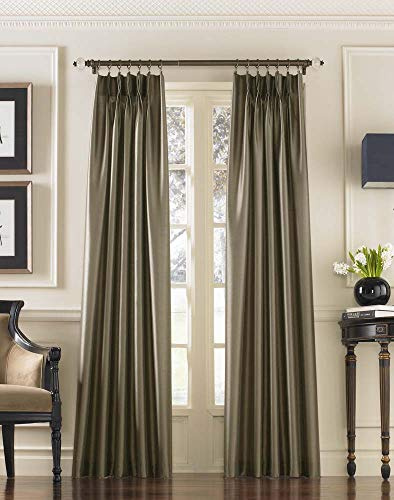 Curtainworks 1Q800004BZ Marquee Faux Silk Pinch Pleat Curtain Panel, 30 by 144, Bronze
