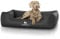 Knuffelwuff Hundebett Kunstleder Hundekorb Hundesofa Hundekissen Hundekörbchen waschbar Milan grosse Hunde, XXXL 155 x 105cm, schwarz
