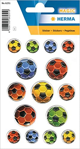 HERMA 6251 Aufkleber Fussbälle klein groß, 15 Stück, Sport Sticker mit Fussball Fußball Motiv, Kinder Etiketten für Fotoalbum Tagebuch Poesiealbum Scrapbooking Geburtstag Dekoration Briefe DIY Basteln