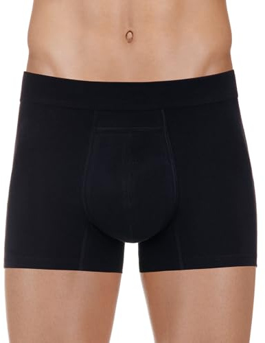 PROTECHDRY - Washable Urinary Incontinence Cotton Boxer Brief Underwear for Men, with Front Absorbent Area, Black X-Large, 39-41 Waist