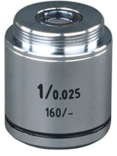 OMAX AJ101P 1X Plan Achromatic Microscope Objective Lens, DIN Standard Thread, Flat Field Optical Correction for Compound Microscopes