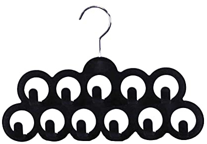 Velvet Scarf Storage Organizer for Closet (Pack of 3), Black | by Home Basics | Scarf Holder for Scarves and Ties | Slim Scarf Hangar Useful for Belts and Jewelry