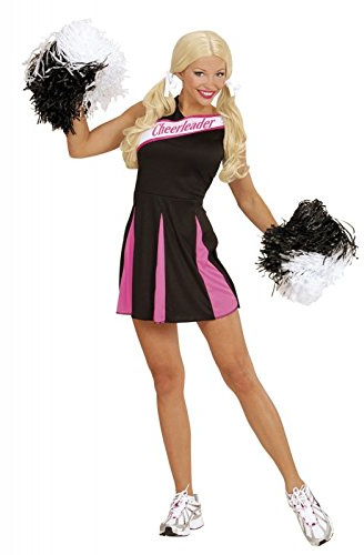 WIDMANN W MILANO Party Fashion, Cheerleader-Kostüm für Erwachsene, enthält ein Kleid, schickes Design in Rosa und Schwarz, optimaler Komfort, Kostüm für Erwachsene, Größe S, Schwarz