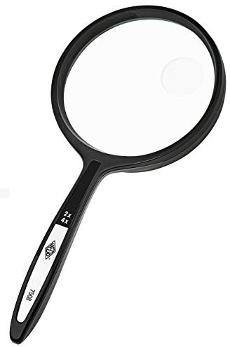 Wedo 2717508 Rundlupe Ø 6,3 cm, Vergrößerung 2x & 4x, Kunststoff, Schwarz