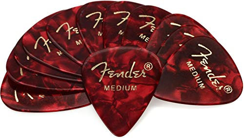 Fender Premium Celluloid Guitar Picks 351 Shape, Stocking Stuffers, Guitar Accessories, Red Moto, Medium, 12-Pack