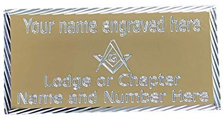 MASONIC GOLD CASE NAME PLATE DIAMOND CUT ENGRAVED WITH LODGE No & NAME