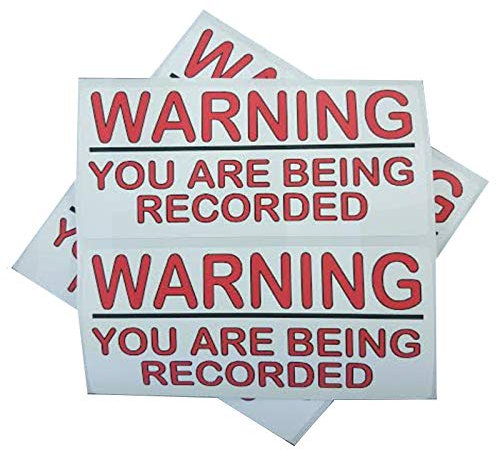 4 x C37 Warning You are Being Recorded Stickers Red and Black Signs 100x50mm CCTV Video Recording Camera Security Self Adhesive Vinyl Labels