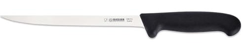 Johannes Giesser Messerfabrik Fischfiliermesser mit Flexibler Klinge Messer, Schwarz, 21 cm