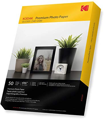 Kodak Photo Paper A6 (Glossy 240gsm - 50 Sheets) Universal Premium Photographic Paper for HP, Epson, Canon Inkjet Printers (Size 6 x 4, 10 x 15cm)