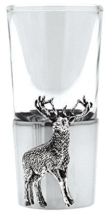 English Pewter Company Shot Glass with Pewter Base and Stag Head Adornment [SG407]
