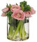 J-line - Hahnenfuß in Vase, Kunststoff, Glas, Rosa, groß