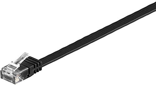 Goobay 95385 CAT 6 Flach-Patchkabel, U/UTP, Schwarz, Kupfermaterial