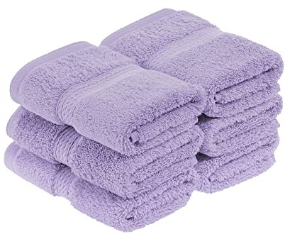 Superior Egyptian Cotton Plush & Absorbent, Face Towel Set of 6, Purple