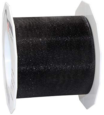 Präsent C.E. Pattberg Sheer Organzaband schwarz, 25 m Geschenkband zum Einpacken von Geschenken, 72 mm Breite, Zubehör zum Dekorieren & Basteln, Dekoband