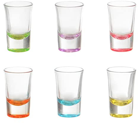 KASANOVA Pasabahce - Set di bicchieri per liquori, 6 pezzi in vetro multicolore