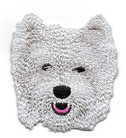 Aufnäher Bügelbild Aufbügler Iron on Patches Applikation Hund Westi 6,5 x 7cm vor134-5