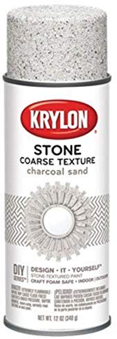 Krylon K18202 Coarse Stone Textured Finish Spray Paint, Charcoal Sand, 12 Ounce
