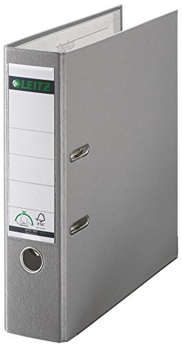 Leitz Lever Arch File, Grey, Plastic, Foolscap, 8 cm spine, 11100085