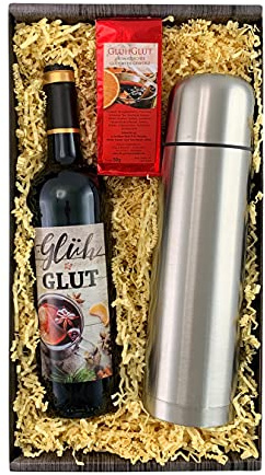 Bull & Bear Geschenkset Glühwein, mit feinem Rotwein, Glühweingewürz, Thermoskanne, Geschenk zu Weihnachten