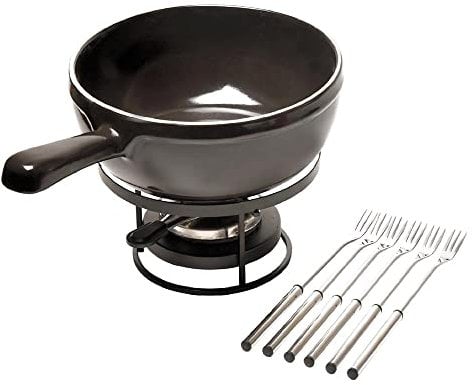 Emile Henry Eh799922 Service à Fondue Céramique Noir Fusain 24 X 24 X 9 cm