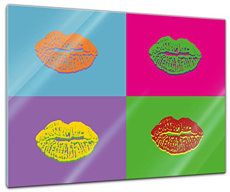 Glasbild - Pop-Art - Lippen 80x60 cm - Deko Glas - Wandbild aus Glas - Bild auf Glas - Moderne Glasbilder - Glasfoto - Echtglas - kein Acryl - Handmade