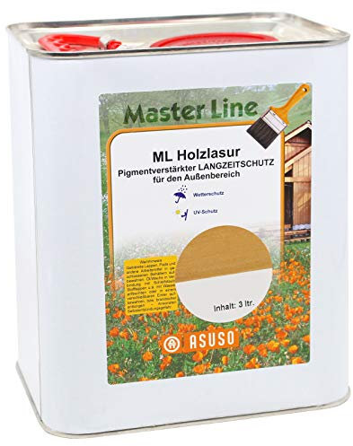 Asuso ML Holzlasur Langzeitschutz 3L Holzschutzlasur für aussen (3L, eiche hell)