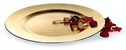 Unbekannt Preis am Stiel Dekoteller | Dekoplatte | Dekoration | Metallic Christmas Dekorationsplatte | Pewter, Guss (Cast), Klein, Einfarbig, Weihnachtsschmuck, Dishware Plate