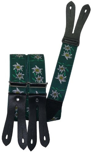 Harrys-Collection Hosenträger mit Knopfloch Edelweiss, Farben:grün, Größen:120 cm