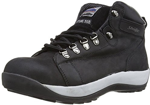 Portwest FW31 Steel Nubuck Leather Mid Boot Padded Collar Lace-Up Fastening | Black, 7, SB EN ISO 20345, CE Certified, Phylon and Rubber Outsole, Dual Density, Heat Resistant, Slip Resistant Sole