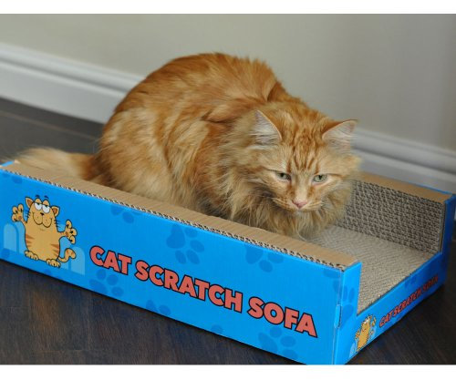 PetzTrendz Cat Scratching Bed Corrugated Cardboard Scratcher Luxury Pet Lounge Sofa Indoor Cats Scratch Pad Double-Sided Usability with Catnip (Cat Sofa Bed)