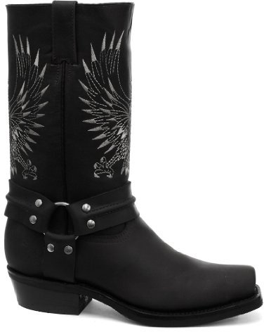 Bottes de Cowboy en Cuir à Bouts Noir Carrés et Aigles Chauve pour Hommes 44