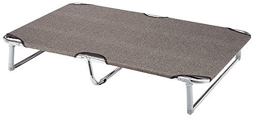 Ferplast Klappbett für Hunde Dream 115, Liege aus massivem Aluminiumrahmen mit Stoffbezug und verstärkten Gummibändern, 119 x 79 x H 18 cm Taupe