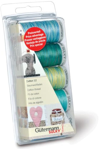 Gutermann Gütermann Nähgarn-Set, Embroidery 12, 100 Prozent Baumwolle Aqua, One Size