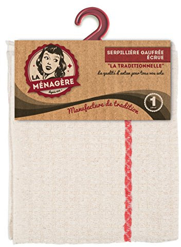 LA MÉNAGÈRE TRADITION – Serpillière gaufrée écrue « la traditionnelle » - Nettoie Tous Types de Sols – Fabriquée en France