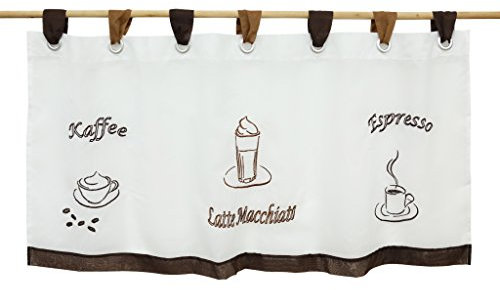 Thinkbay Bestickte kleine Kaffee Vorhang Terri Garn 6 Grosse Gardine H60cm x B120cm