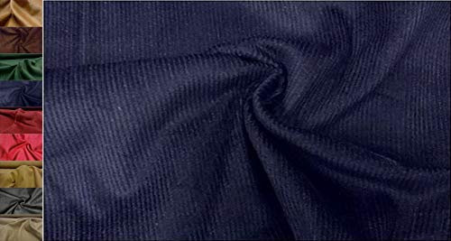 StoffBook WIDE-GENOA CORD COTTON FABRIC MATERIAL, b857 (Dark Blue)