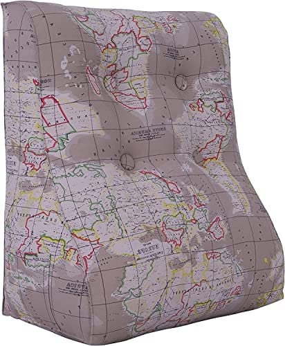 VERCART 100% Baumwolle Rückenkissen Sofa Bett, Gebogene Rückenlehne, Sofakissen Modern Bedruckt Lesekissen, Rückenstütze Wandkissen, Keilkissen Kopfteil Gepolstert, Bettkissen Karte
