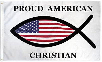 AZ FLAG - Flagge Christlicher Fisch Amerikanische Ichtus Fierté - 150x90 cm - Christentum Fahne 100% Polyester mit Messing-Ösen - 110g