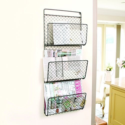Dibor Wall Mounted Book Rack 3 Tier Three Compartment Metal Wall Rack