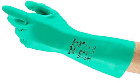 VersaTouch Ansell AlphaTec 37-200 Nitril-Handschuhe, Chemikalienschutz-Handschuh, Chemikalien- und Flüssigkeitsschutz, Arbeitshandschuhe Wiederverwendbar, Grün, Größe 3XL (12 Paar)