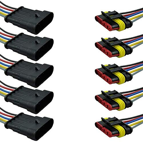 Mintice 5 X 5-Polig Kabel Steckverbinder Stecker Wasserdicht Schnellverbinder Draht Elektrisch Ausrüstung KFZ LKW
