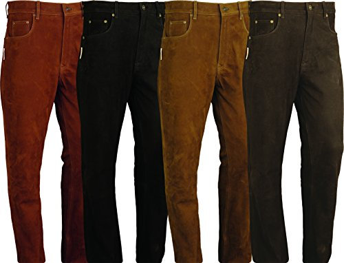 Lederjeans Herren Damen- Lederhose lang Herren Nubuk Leder Fuente Motorrad Biker Jagd REIT Trachten Lederhose in 5 Farben