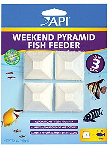 API WEEKEND PYRAMID FISH FEEDER 3-Day Automatic Fish Feeder 35-Gram 4-Count Pack,White