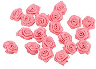 Satinrosen 2cm 20 Stück zum Basteln Dekorieren Verzieren - FARBAUSWAHL - kleine Deko Rosen aus Stoff - Hochzeit Tischdeko Geschenkverpackung Scrapbooking Handarbeit Blüten Dekoideen Hellrosa