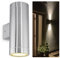 SSC-LUXon LED Wandlampe TIRA Up & Down Außen 230V - Wandleuchte IP44 - Oberfläche Edelstahl - inkl. 2 LED Leuchtmittel 3W GU10 warmweiß 2700K