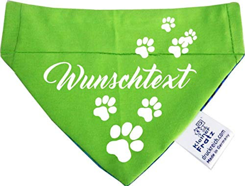 Hunde Durchzugstuch (Fb: Lime-royal) (Gr.M - 23 x 18 cm) mit Ihrem Wunschtext