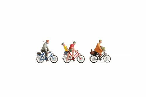 NOCH® Fahrradfahrer, handkolorierte Figuren, ideal für Modellbahnen in Spur N maßstabgetreu 1:160