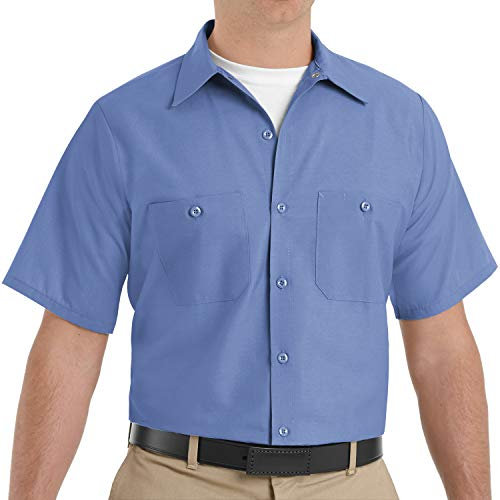 Red Kap Men's Industrial Work Shirt, Regular Fit, Short Sleeve Utility Button, Petrol Blue, XL